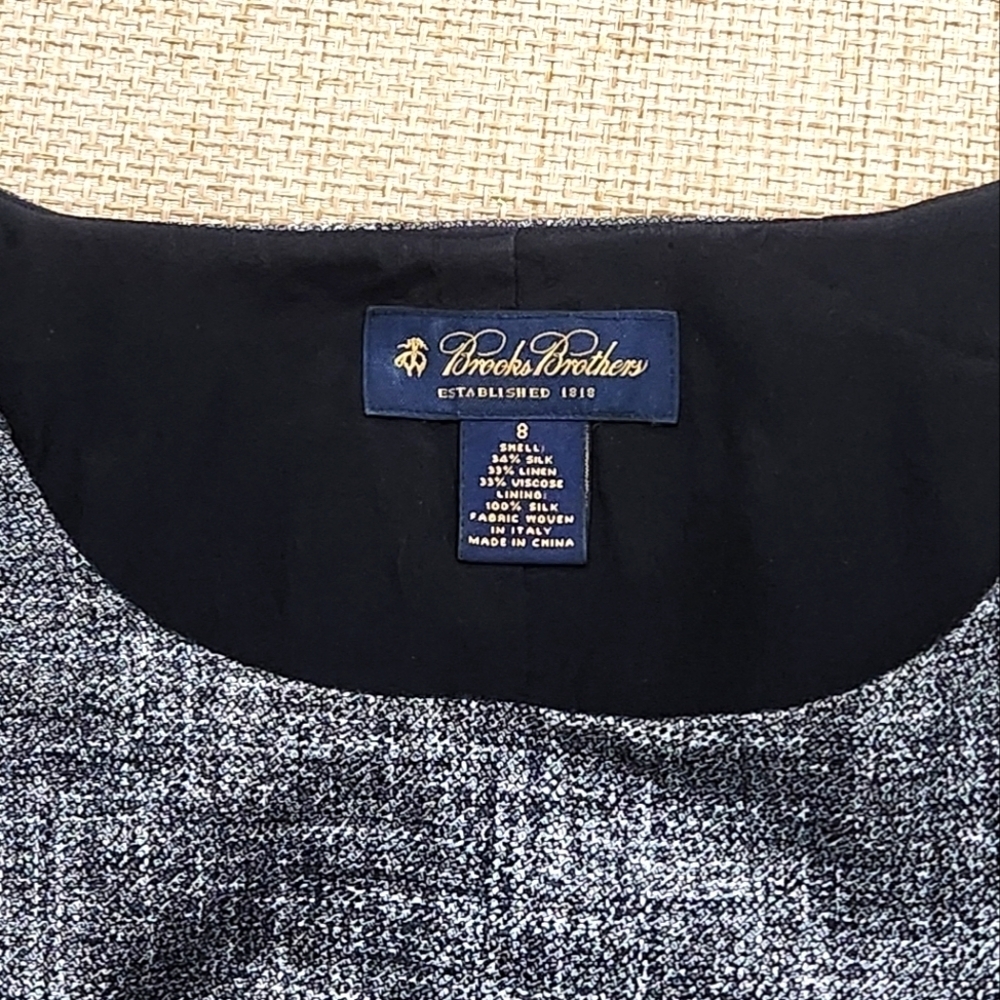 Brooks Brothers Italian Midi Dress Silk Linen Blend Sleeveless Size 8 Gray - Picture 5 of 8